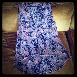 Sleeveless Sheer Paisley Print Blouse